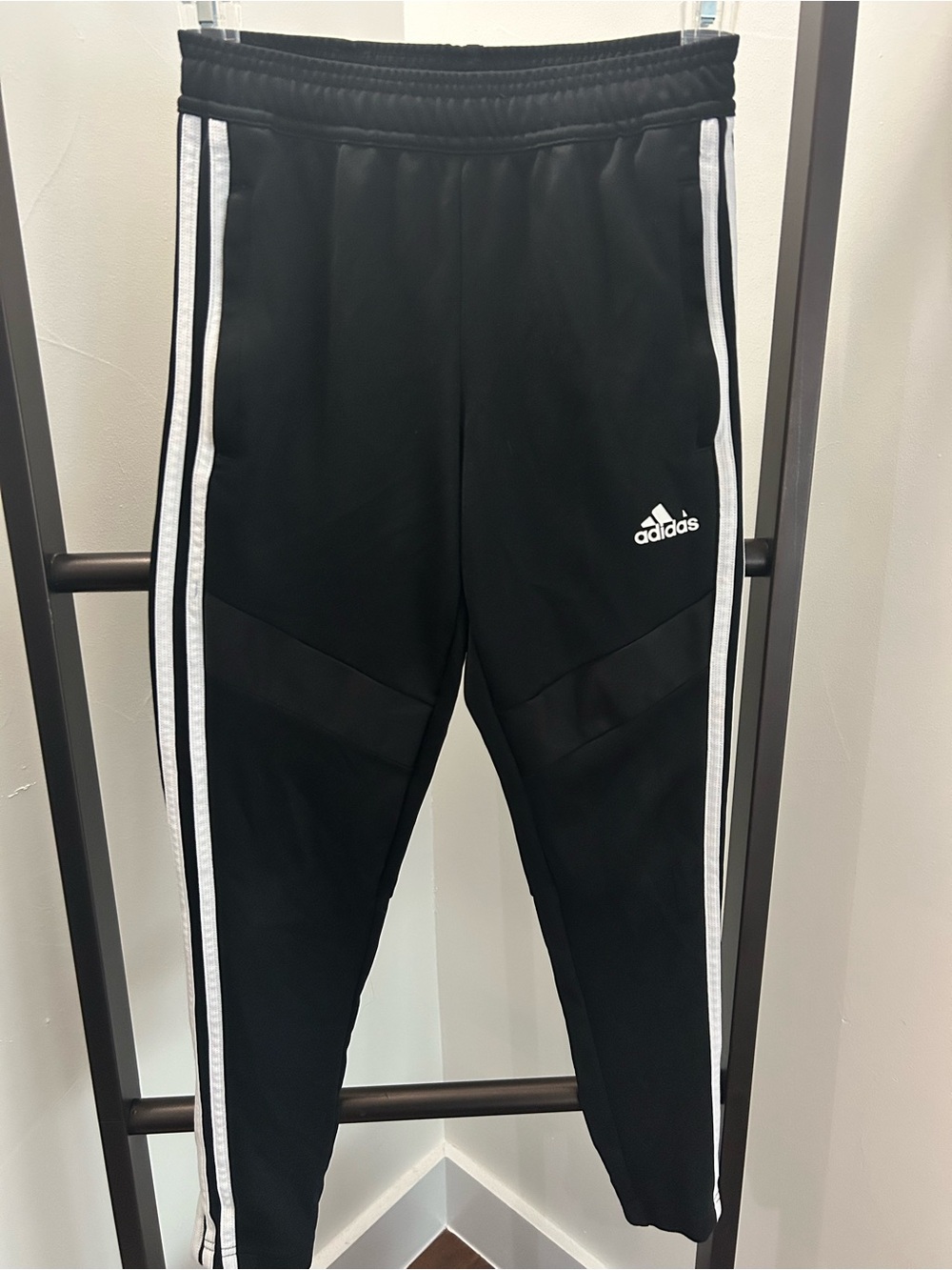 adidas Black Kids Joggers with White Side Stripes